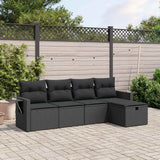 vidaXL 5-Piece Lounge Set with Cushions Poly Rattan Black