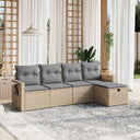 vidaXL 5-Piece Lounge Set with Cushions Poly Rattan Black