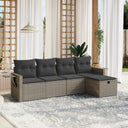 vidaXL 5-Piece Lounge Set with Cushions Poly Rattan Black