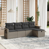 vidaXL 5-Piece Lounge Set with Cushions Poly Rattan Black