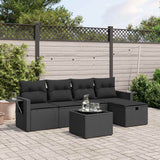 vidaXL 5-Piece Lounge Set with Cushions Poly Rattan Black