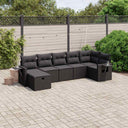 vidaXL 7-delige Loungeset met kussens poly rattan zwart