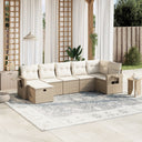 vidaXL 7-delige Loungeset met kussens poly rattan zwart