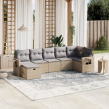 vidaXL 7-delige Loungeset met kussens poly rattan zwart