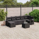 vidaXL 7-delige Loungeset met kussens poly rattan zwart