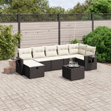 vidaXL 7-delige Loungeset met kussens poly rattan zwart