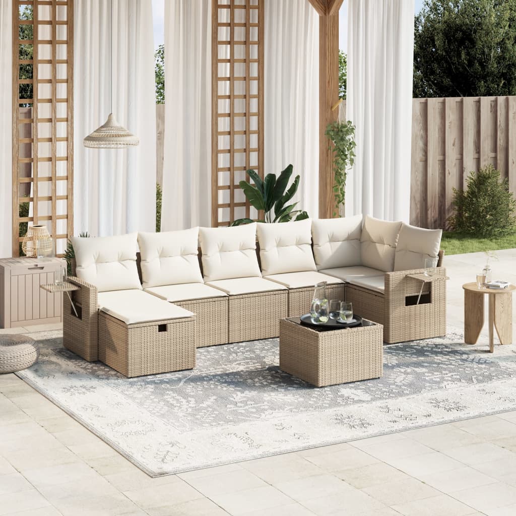 vidaXL 7-delige Loungeset met kussens poly rattan zwart