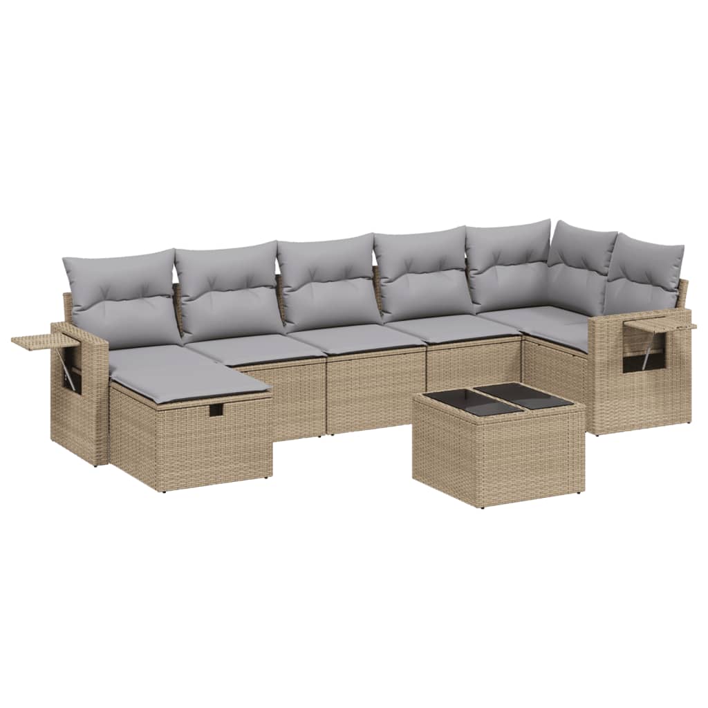 vidaXL 7-delige Loungeset met kussens poly rattan zwart