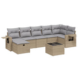 vidaXL 7-delige Loungeset met kussens poly rattan zwart