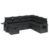vidaXL 7-delige Loungeset met kussens poly rattan zwart