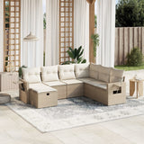 vidaXL 7-delige Loungeset met kussens poly rattan zwart