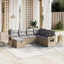 vidaXL 7-delige Loungeset met kussens poly rattan zwart
