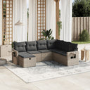 vidaXL 7-delige Loungeset met kussens poly rattan zwart
