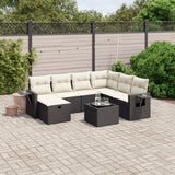 vidaXL 7-delige Loungeset met kussens poly rattan zwart