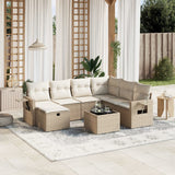vidaXL 7-delige Loungeset met kussens poly rattan zwart