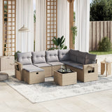 vidaXL 7-delige Loungeset met kussens poly rattan zwart