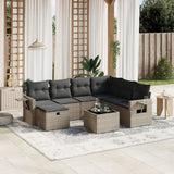 vidaXL 7-delige Loungeset met kussens poly rattan zwart