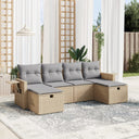 vidaXL 6-delige Loungeset met kussens poly rattan zwart