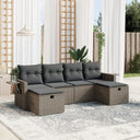 vidaXL 6-delige Loungeset met kussens poly rattan zwart