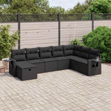 vidaXL 8-Piece Poly Rattan Lounge Set with Cushions Black