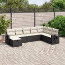 vidaXL 8-Piece Poly Rattan Lounge Set with Cushions Black