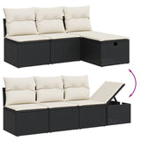 vidaXL 8-Piece Poly Rattan Lounge Set with Cushions Black