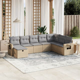 vidaXL 8-Piece Poly Rattan Lounge Set with Cushions Black