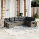 vidaXL 8-Piece Poly Rattan Lounge Set with Cushions Black