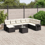 vidaXL 8-Piece Poly Rattan Lounge Set with Cushions Black