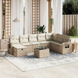 vidaXL 8-Piece Poly Rattan Lounge Set with Cushions Black
