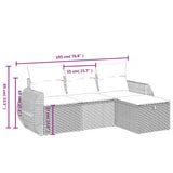 vidaXL 4-delige Loungeset met kussens poly rattan zwart