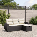 vidaXL 4-delige Loungeset met kussens poly rattan zwart