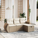 vidaXL 4-delige Loungeset met kussens poly rattan zwart