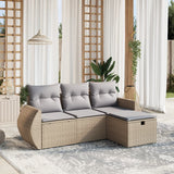 vidaXL 4-delige Loungeset met kussens poly rattan zwart