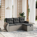 vidaXL 4-delige Loungeset met kussens poly rattan zwart