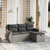 vidaXL 4-delige Loungeset met kussens poly rattan zwart