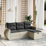 vidaXL 4-delige Loungeset met kussens poly rattan zwart