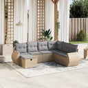 vidaXL 7-delige Loungeset met kussens poly rattan zwart