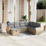 vidaXL 7-delige Loungeset met kussens poly rattan zwart
