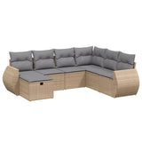 vidaXL 7-delige Loungeset met kussens poly rattan zwart