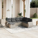 vidaXL 7-delige Loungeset met kussens poly rattan zwart