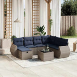 vidaXL 8-delige tuinbankset met kussens, grijs polyrotan