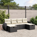 vidaXL 6-delige Loungeset met kussens poly rattan zwart
