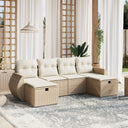 vidaXL 6-delige Loungeset met kussens poly rattan zwart