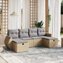 vidaXL 6-delige Loungeset met kussens poly rattan zwart