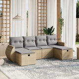 vidaXL 6-delige Loungeset met kussens poly rattan zwart