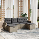 vidaXL 6-delige Loungeset met kussens poly rattan zwart