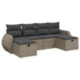 vidaXL 6-delige Loungeset met kussens poly rattan zwart
