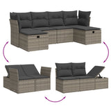 vidaXL 6-delige Loungeset met kussens poly rattan zwart
