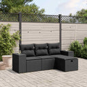 vidaXL 4-delige Loungeset met kussens poly rattan zwart